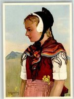 Edition Stehli Nr. 2570 Costumes Glarus sign. Riggenbach Tracht Schweiz Künstlerkarte