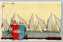 1260 Nyon 1899 Künstlerkarte Segelboote Wappen sign