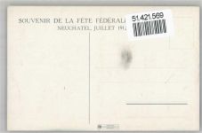 2000 Neuchâtel Neuenburg Künstlerkarte sign. F.J. Nofaier Tempel Fest 1912