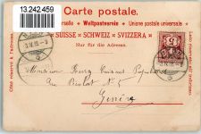 1260 Nyon 1899 Gebrauchsspuren Segelboot Tracht Reben Lithographie