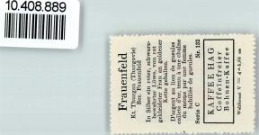 8500 Frauenfeld - Vignette Wappen Kaffee Hag ca 1920-1940 Löwe Kette Frau