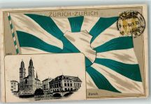 8000 Zürich 1908 Prägedruck Fahne