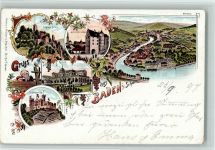 5400 Baden 1897 Lithographie Schloss Stein Landesvogteischloss Kasino Schartenfels