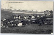 2208 Les Hauts-Geneveys - Kirche, Ortsansicht, Alpenpanorama