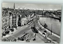 8000 Zürich 1960 Foto AK Limmatquai Straßenbahn