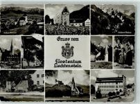 9496 Balzers Mäls Foto AK Schloss Rotes Haus Pfarrkirche Tracht Rathaus Rheinberger Denkmal