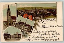 4800 Zofingen 1899 Lithographie Kirche Rathaus Post