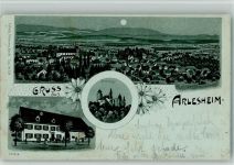 4144 Arlesheim 1903 BOAKC Lithographie/Mondschein Gasthaus Zum Ochsen Eremitage