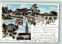 3074 Muri b. Bern 1902 BOAKC Eisenbahn Gasthaus Sternen Lithographie