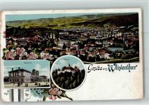 8400 Winterthur Lithographie Bahnhof Kyburg Nachporto Stempel