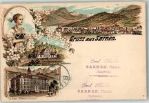 6060 Sarnen 1897 Lithographie Tracht Der Landenberg Gymnasium