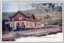 1800 Vevey Künstlerkarte Bahnhof Mont Pelerin