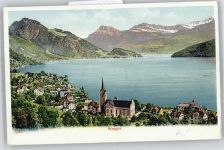 6353 Weggis - Kirche, Ortsansicht, Vierwaldstättersee, Alpenpanorama