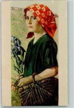 1928 Künstlerkarte Contadinella Ticinese di R. Ballerini