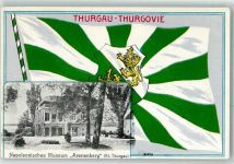 Arenenberg Schloss Prägedruck Fahne Napoleonisches Museum Lithographie