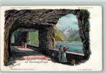 Axenstraße am Vierwaldstättersee sign Steinmann C. Serie Vierwaldstättersee Steinmann Lithographie