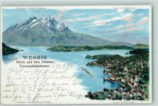 Weggis Blick auf den Pilatus Vierwaldstättersee Serie Vierwaldstättersee Steinmann 1899 Lithographie