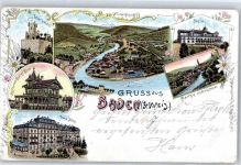 5400 Baden 1900 Lithographie Hotel Burg Schartenfels Kasino Gasthaus
