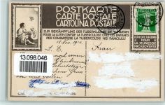TBC Spendenkarte - Künstlerkarte Tuberkulose 1914 Gebrauchsspuren