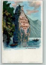 Mythenstein im Vierwaldstättersee Ruderboote sign Steinmann C. Serie Vierwaldstättersee Steinmann Lithographie