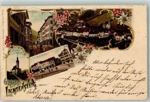 9620 Lichtensteig 1901 Lithographie Marktgasse Obertorplatz St. Loretto Kapelle Edelweiss