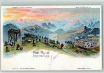 Rigi Kulm 1905 Rigi-Kulm Sonnenaufgang sign Steinmann C. Serie Vierwaldstättersee Steinmann Lithographie