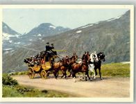 Fünfspännerpost auf dem Simplon Postkutsche Schweiz 1960 Künstlerkarte