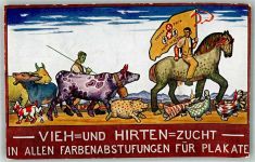 3000 Bern Berne Gebrauchsspuren Landesausstellung 1914 Plakatgeschichte Vieh- und Hirten- Zucht in allen Farbastufungen für Plakate Reißnagelloch