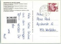 6815 Melide 1981 Foto AK Swissminiaturland Schlooss Hagenwil Gasthaus Goldener Löwe Tracht Kinder