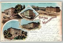 8400 Winterthur 1900 Lithographie Museum Technikum Kasino Berufsschule für Metallarbeiter Knabenschulhaus St. Georgen