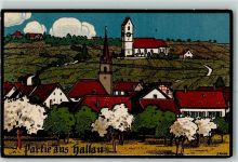 8215 Hallau Künstlerkarte Partie aus Hallau sign J. Hohl