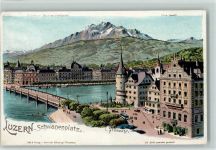 Luzern Lucerne 1904 Schwanenplatz sign Steinmann C. Serie Luzern Steinmann Lithographie