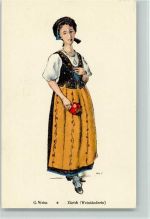 Frau aus Zürich - Weinländerin - Verlag Orell Füssli - signiert Weiss Tracht Schweiz Künstlerkarte