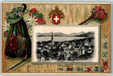 8820 Wädenswil Prägedruck Passepartout Rucksack Lithographie