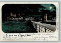 8640 Rapperswil SG 1903 Lithographie / Mondschein Gruss aus - Verlag Gebr. Metz 6156 AK