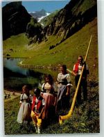 Seealpsee Alphornbläser mit Familie AK Alphorn