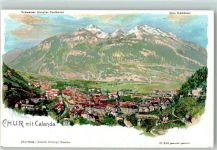 Chur Coire Calanda Serie Graubünden Steinmann Lithographie