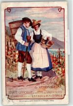 1800 Vevey 1905 Lithographie Tracht Wein Fete des Vignerons 1905