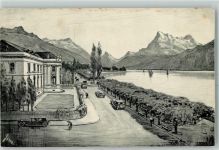 1800 Vevey Künstlerkarte Werbung Nestle & Anglo-Swiss Condensed Milk Co Head Office at Vevey sign