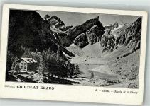 Seealpsee Berggasthaus mit Säntis Klaus Schokolade Werbe AK