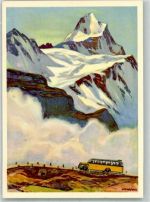 sign. H.B. Wieland 1937 Alpenpost Postkutsche Schweiz Künstlerkarte
