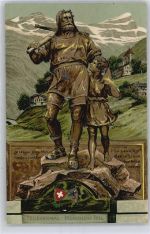 Tell Denkmal Prägedruck Tracht Schweiz