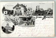4115 Mariastein 1901 Lithographie Gruss aus Kloster Kirche Hotel de la Poste Verlag Gebr. Metz 2560