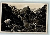 Alphornbläser am Seealpsee, gute Erhaltung AK Alphorn Foto AK