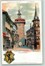 Schaffhausen Sciaffusa Schwabentor Wappen Serie Schaffhausen Steinmann Lithographie