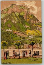 6440 Brunnen Künstlerkarte Frohnalpstock sign.E.Stiefel