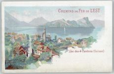 6354 Vitznau Lithographie / Künstlerkarte Chemin de Fer de L'est sign Hugo d'Alesi