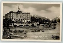 1800 Vevey Künstlerkarte Grand Hotel du Lac Dampfer Ruderboot
