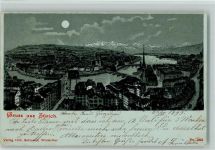 Zürich 1899 Schlumpf Lithographie / Mondschein