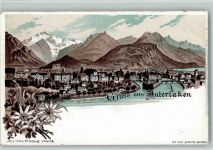 Interlaken 1897 Edelweiß Schlumpf Lithographie